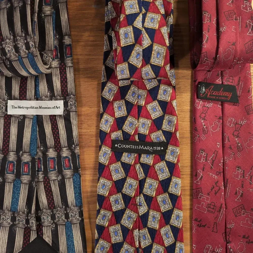 Mixed Brands Tie Mens One Size Multicolor Silk Geometric Lot 3 Countess Mara